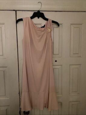 Lauren Ralph Lauren One-Shoulder Blush Pink Dress with Ring Accent